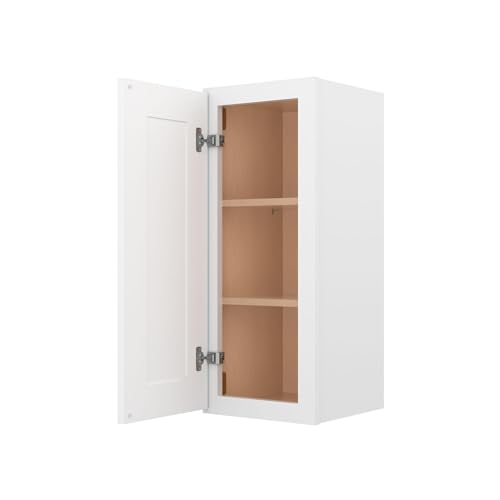 Image of Furinno Shaker Wall Kitchen Cabinet 1-Door-2 Shelves, Ready to Assemble, 12 D x 12 W x 30 H, White