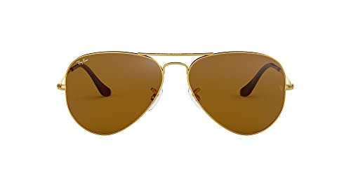 Ray-Ban Aviator Large Metal, Gafas de Sol Unisex Adulto, Marrón (Gold...