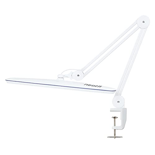 Neatfi XL 2200 Lumen LED-Arbeitsplatzleuchte mit Klemme, Europäischem Stecker, 24 W, 117 Stk. SMD-LED, 58 CM, ultrabreite Lampe, 4-stufige Helligkeit, dimmbar (Weiß)