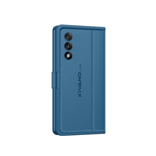 Image of KIVANO LUXE Compatible for OnePlus Nord 5 5G Luxury Handmade Leather Magnetic Flip Folio Case | Card Holder & Kickstand | Slim Protective Cover | Unisex - Blue