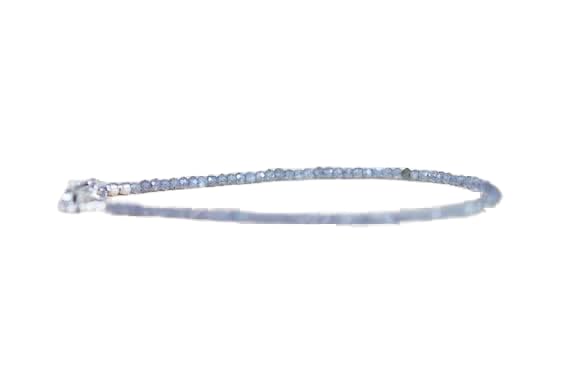 Bracelet labradorite 2mm en pierres facettées et fermoir argenté raffiné LKBEADS