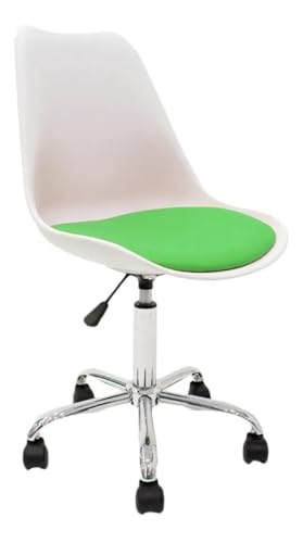 Image of Amazon Brand - Umi Height-Adjustable Modern Revolving Rotary Arm Office Study Desk Chair - Ideal for Spa, Bar, Home - White & Light Green Color