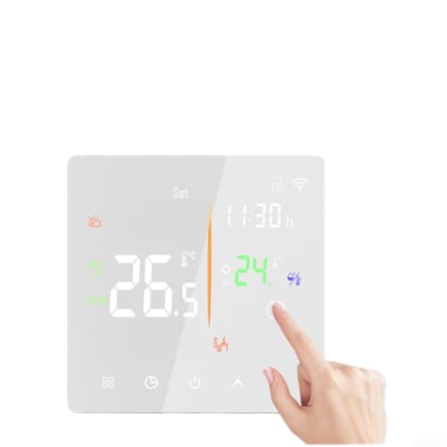 Termostato inteligente WiFi, controlador de temperatura de pantalla táctil de 16 A compatible con la aplicación Tuya, regulador eléctrico de calefacción de suelo para el hogar (blanco 16 A)