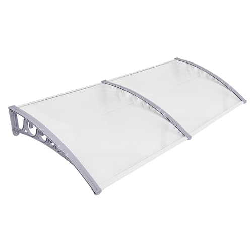 Auvent pour Porte d'entrée Marquise Porte Exterieur de Toit Auvent en Arc de Hangar en Polycarbonateet Cadre pour Maison de Fenêtre de Balcon de Garage,80 x...
