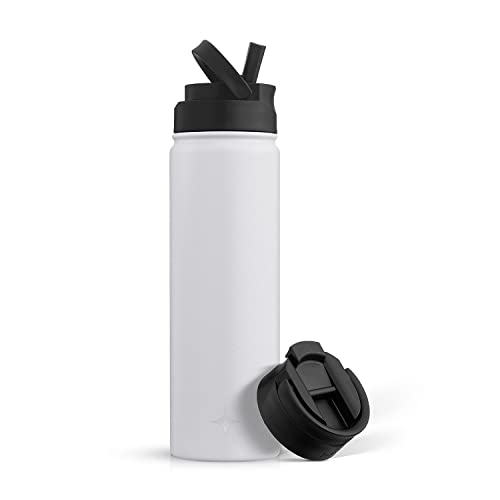 JoyJolt Triple Insulated Water Bottle with Straw Lid AND Flip Lid! 22oz Water Bottle, 12 Hour Hot/Cold Vacuum Insulated Stainless Steel Water Bottle. BPA-Free Leakproof Water Bottles - Thermos Bottle by JoyJolt - Used condition - US$11.99
