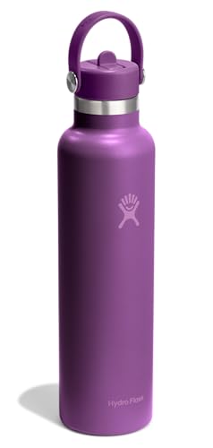 Image of Hydro Flask Water Bottle - Insulated Stainless Steel - Straw Lid, Non Spill, Leakproof in 24 Oz Beachplum Purple