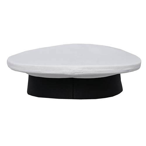 Image of USA Navy Captain Hat White Cotton Removeable Gold Chin Strap Metal Insignia 58cm