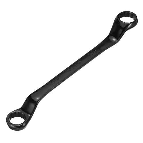 sourcing map 45 Degree Offset Box End Wrench 32mm x 36mm Metric 12 Point Chrome Vanadium Steel Double Box Wrenches Long Industrial Grade Torx Box Wrench Repair Tool, Black