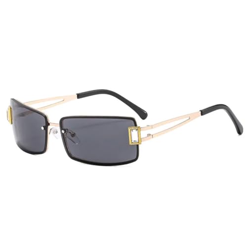 Lunettes de soleil carrées anti-éblouissement métal style diamant