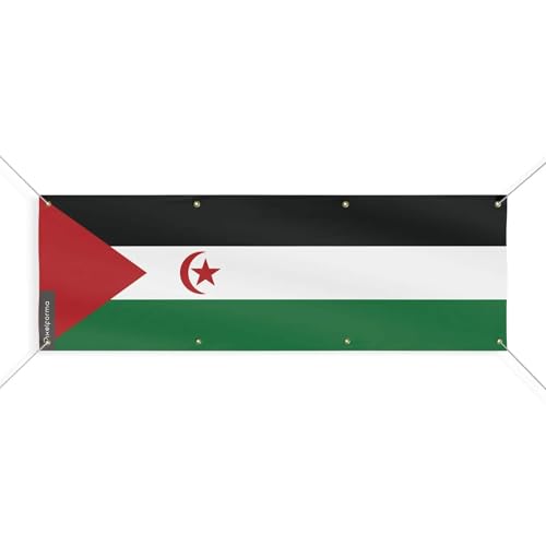 Drapeau de la République arabe sahraouie démocratique grand format 140x420cm avec 8 oeillets