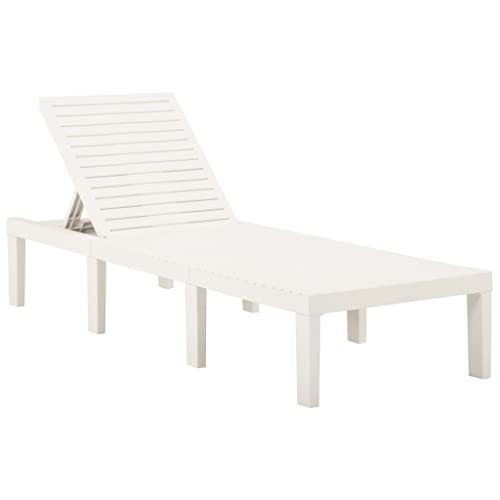 vidaXL Chaise Longue Bain de Soleil de Jardin Chaise Longue de Patio Transat de Terrasse Transat d'Extérieur Arrière-Cour Plastique Blanc