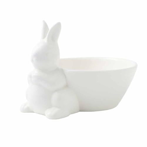 QIAOIDEA Easter White Bunny Candy Dish, Ceramic Easter Candy Bowl Rabbit dish candy bowl, Decorative Bowls for Candy Easter Home Décor Party Table Decoration