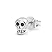 Sterling Silver Womans Tiny Sugar Skull Earrings, Cartilage Second Studs