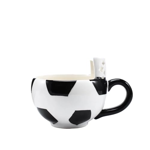 WUJIHE Taza de cerámica con diseño de balón de canasta, taza de cerámica para desayuno, café, leche, regalo personalizado, taza abstracta (copa de fútbol)