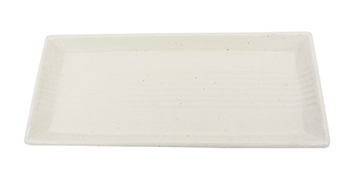 美濃焼 和風カフェシリーズ 【サンマ 角皿】 白備前(サイズ:縦28×横12×厚み2.5cm)