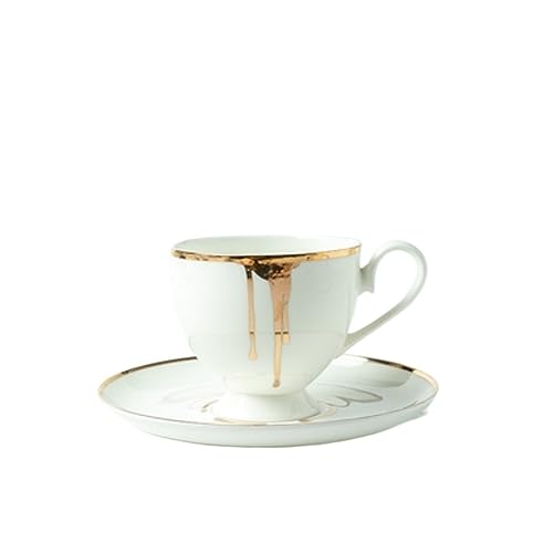 FLYIODFCXV taza de café, Juego de taza y platillo café té la tarde, negra inglesa, juego porcelana hueso, Simple