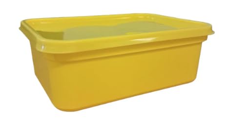 We Can Source It Ltd - Colour Code Plastic Rectangular Ice Cream Containers & Lids - Food Storage For Kitchen 2L Size-Yellow - Pack of 100