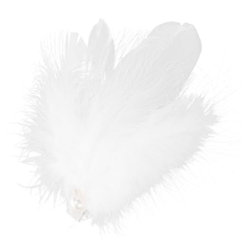 KESYOO ふわふわ羽根付きヘアクリップ パール装飾 白鳥 デザイン バレエ ダンス パーティー 結婚式 花嫁 お呼ばれ ガールズ ヘッドアクセサリー