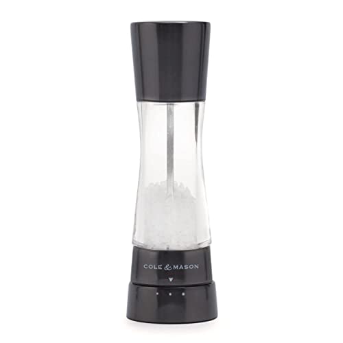 Image of COLE & MASON Derwent Salt Grinder - Gunmetal Mill Includes Gourmet Precision Mechanism and Premium Sea Salt
