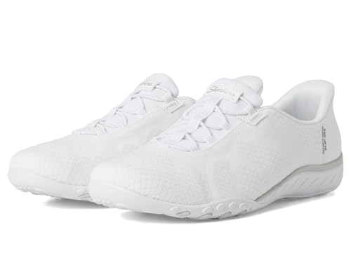 Skechers Modern Comfort Women's Women's Breathe Easy-Knitty Waves Hands Free Slip-Ins Sneaker, White, 5.5