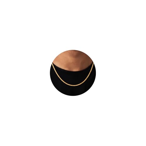 ZNBOH Halskette Herren Weizenkette Edelstahl/18K Vergoldet 2/3/4/5mm Breit Kette für Männer Jungen Silberkette Goldkette Hip-Hop Chain Necklace 46/51/56/61cm Länge Schmuck Geschenke für Männer Damen