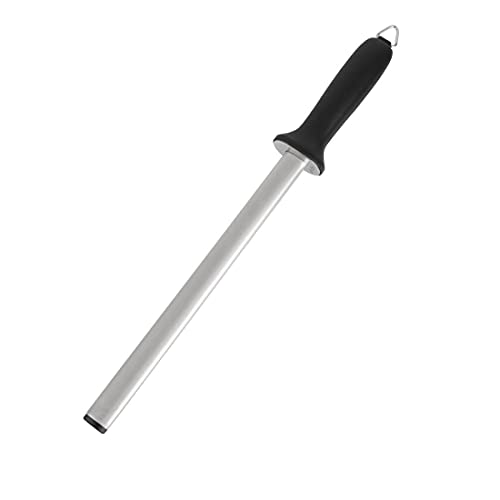 Vogue Diamond Knife Sharpening Steel 25.5 cm/10 inch Black Material: Diamond Steel Microcrystalline Surface Produces Precise Sharp Results Rockwell 99 degree Hardness Rating CC199