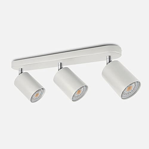 MHXZKHL LED-Deckenleuchte Drehbarer Deckenstrahler Moderne Einbauleuchte Komplett Mit GU10 LED-Glühbirnen Für Küche, Wohnzimmer, Schlafzimmer,White+White Light-3 Heads Cover