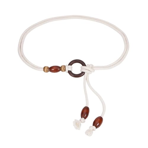 Braided Knotted Waist Belt 5Pcs Women's White Shell Thin Waist Belt - Bohemian Woven Ropes For clothes