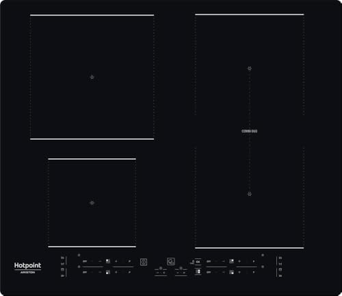 Hotpoint - HB4860BNE Plaque Induction 4 Foyers - 4 Boosters, Panneau de Contrôle Frontal - Commandes Sensitives, Zone Flexible Combi Duo - Sécurité Enfants, Puissance...