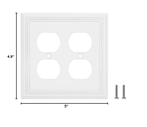 Image of Henne Bery Sunken Pearls Heavy Duty Decorative Wall Plate Switch Plate Outlet Cover (Double Duplex, White)