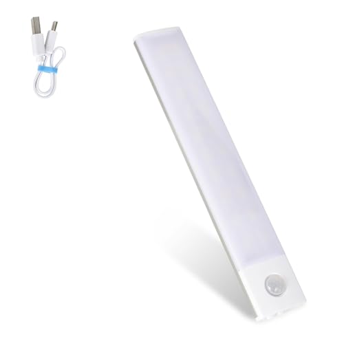 Colexy Ultracienkie oświetlenie szafki LED, oświetlenie kuchni z czujnikiem ruchu, 3 kolory, możliwość ściemniania, lampa do zabudowy kuchennej, 20 cm, USB LED, oświetlenie szafy, magnetyczne