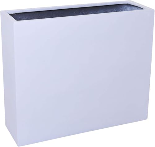 VIVANNO Großer Pflanzkübel Raumteiler auf Rollen, Fiberglas, Wetterfest, 88x75x30 cm, Innen & Außen, Weiß Matt