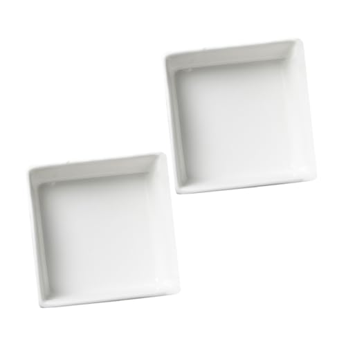 Plats à sauce carrés céramique blanche lot de 2 ramequins condiments