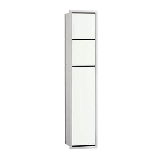 Emco Asis 150 Unterputz Badschrank für WC, Feuchttücher, alu/Glas weiß, Einbauschrank, Türanschlag wählbar - 975027450