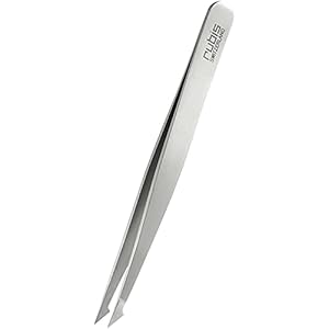 Rubis Pinzette Evolution 2in1 – spitz, schräg und fein – Splitterpinzette für eingewachsene Haare und Splitter – Pinzette Augenbrauen zupfen – Edelstahl
