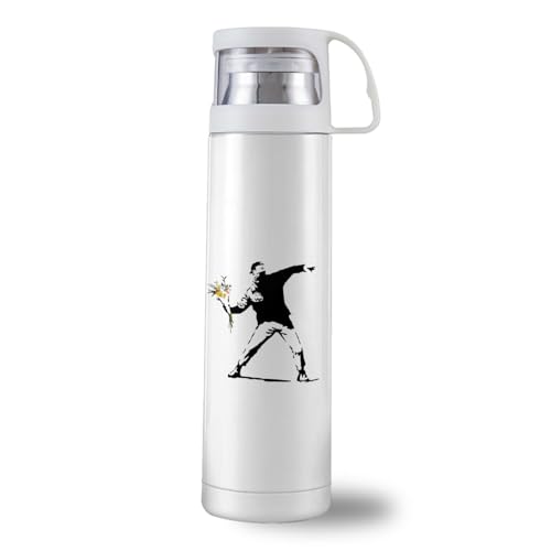 水筒 Banksy バンクシー 魔法瓶 保温カップ ステンレスボトル スポーツボトル ウォーターカップ コップ付き 保冷 保温 漏れ防止 携帯便利 ステンレス鋼 かわいい 大人 子供用 500ml 贈り物