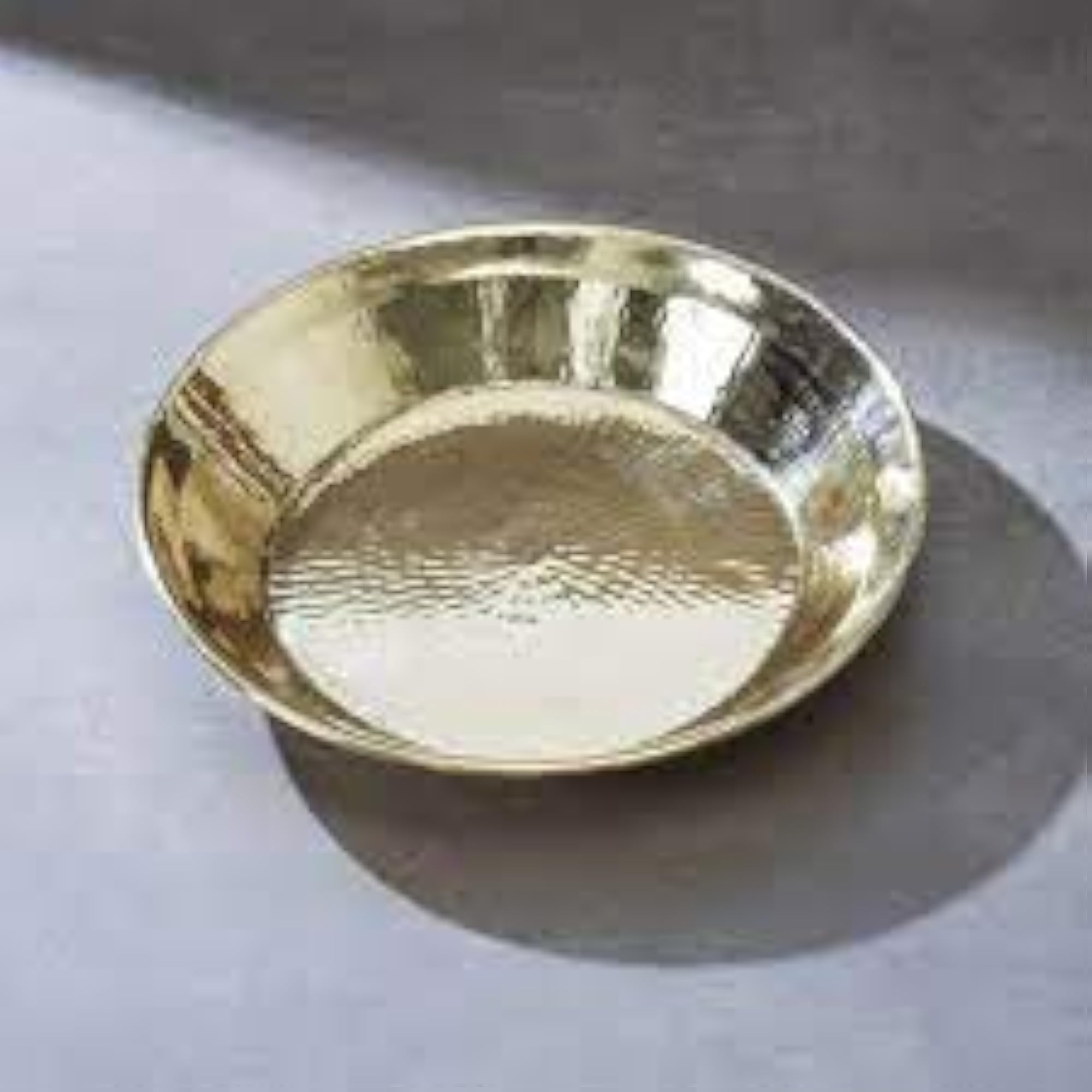Handmade Brass Pital Parat Platter, 16 Inch, Traditional Design