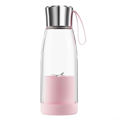 Exprimidor portátil recargable con carga USB y batería de 1500 mAh, mezclador de frutas pequeño para batidos de proteínas en la oficina, gimnasio y viajes (rosa)