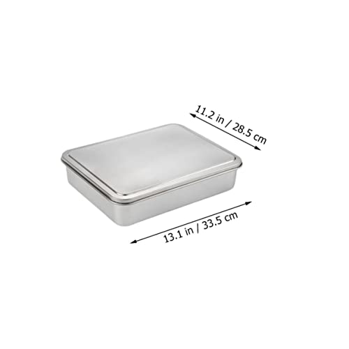 1 Set Household Baking Pan Baking Pans Nonstick Square Cake Pan Biscuit Tin Large Cookware Small Cake Lid Our Baking Dish with Lid Containers Tiramisu Mousse Stainless Steel Silver - Image 3