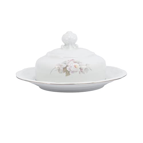 Serviço de Chá e Café 53 peças em Porcelana, Modelo Redondo Pomerode com Relevo, Decoração Vitoria,