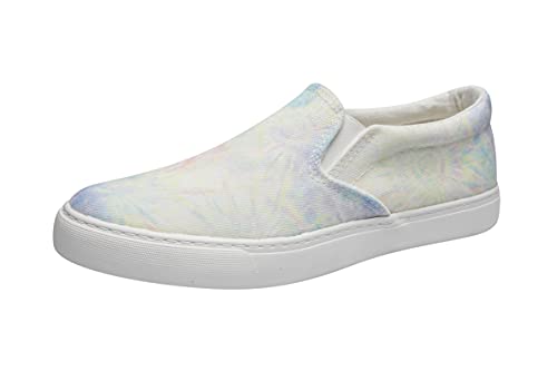 PepStep Slip On Canvas Sneaker or Shoes for Women or Ladies, Casual Low Top Fashion Sneakers, Tie-dye White with Purple Top, with Elastic Band and Arch Surport