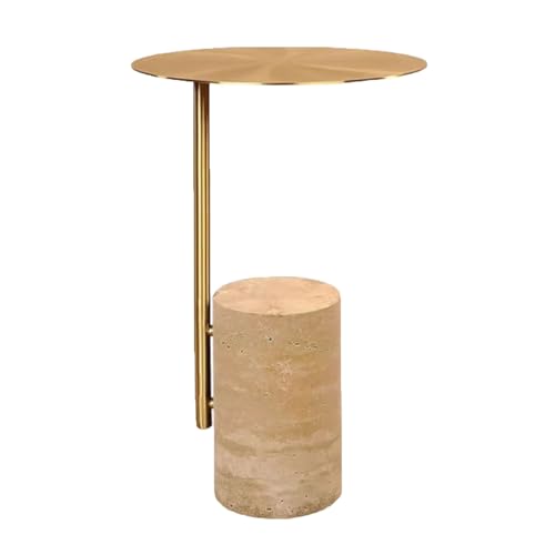 JATIBOSH Mesa Redonda, Mesa Lateral De Acento, Mesa De Café Redonda Pequeña para Pequeño Espacio En La Sala De Estar, Dormitorio, Mesa De Comedor, Muebles De Oro