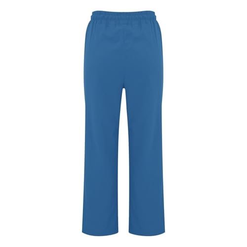 Linen Pants Women Casual Summer Beach Loose Elastic High Waisted Drawstring Lounge Straight Leg Pants with Pockets4