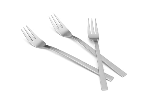 Forchette da Dessert Set 3-15 cm in Acciaio Inox 18/10, Finitura Specchio, Manico Sottile Ergonomico, Antiruggine, Lavabili in Lavastoviglie