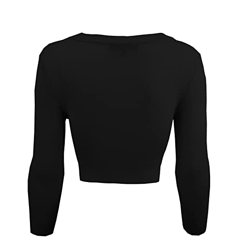 YEMAK Women's Cropped Bolero Cardigan – 3/4 Sleeve V-Neck Basic Classic Casual Button Down Knit Soft Sweater Top (S-4XL)3