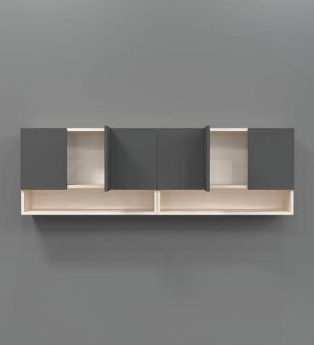 Image of SPECIALITY PANELS 6 Door Mirror Glossy Triple Layered UV Resistant Handless Cabinet Wall Mounted Storage Unit with Space Organizer Durable Cupboard for Kitchen Bathroom Living Room Utility Organizer