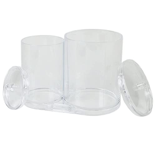 Huji Acrylic Cosmetic Organizer For Q-Tip and Cotton Ball Holder With Lids - 9.36oz and 17.61oz Jars (1 PK)3