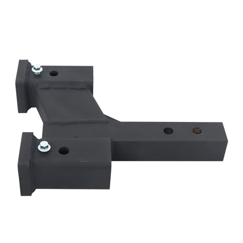 10000 LBS Tow Extension Adapter Trailer Dual Hitch Extender 2 Inch Receiver with 2 Inch and 6 Inch Rise or Drop 2 Inch Solid Shank