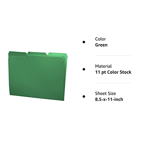 File Folders, 1/3 Cut Top Tab, Letter Size, Perfect For Organizing Documents In File Drawers, Box Of 100 (Green) #TOP5