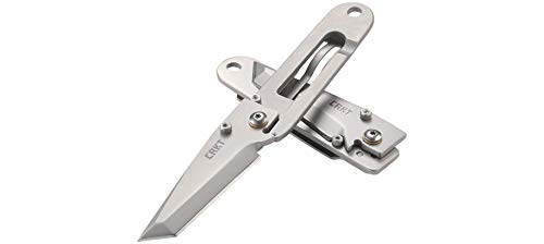 CRKT K.I.S.S. EDC Folding Pocket Knife: Compact Everyday Carry, Dual Grind Tanto, Frame Lock, Skeletonized Handle, Pocket Money Clip 5500, Gray - Plain Edge, One Size